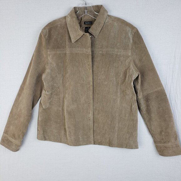 Vintage North Crest Suede Shacket Leather Jacket Shirt Western 70s Retro Boho L - Picture 1 of 13
